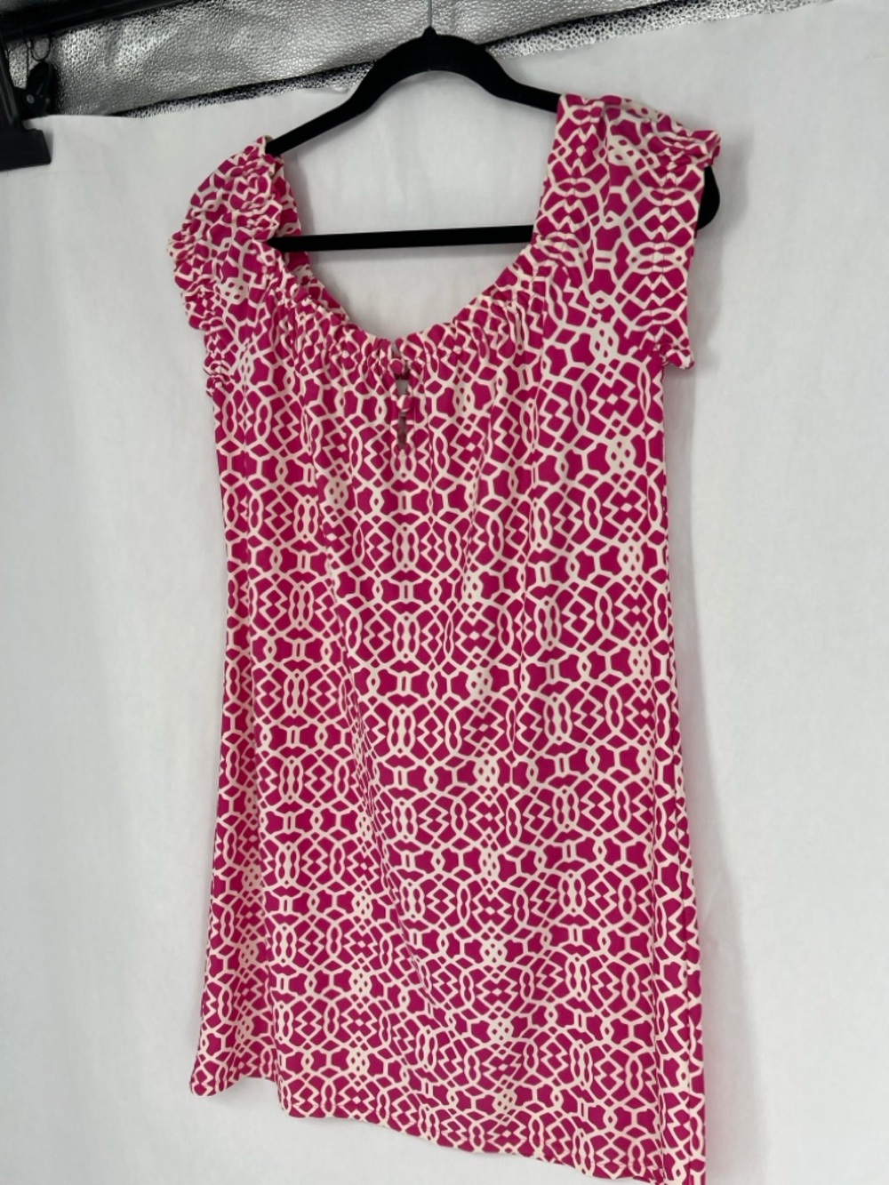 Jude Connally Pink and White Geometric Mini Dress